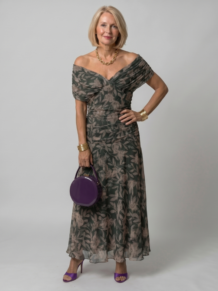 Nora | Off Shoulder Flow Midi Dress
