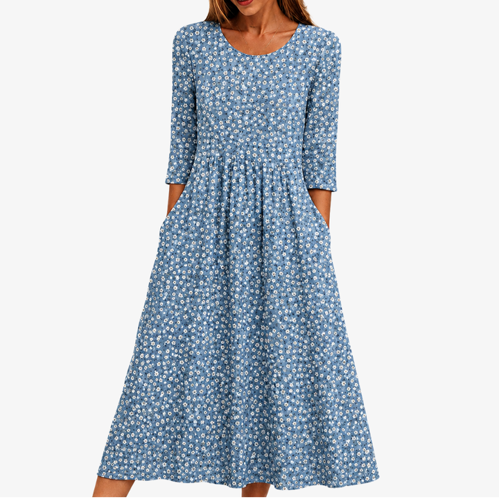 Blue Meadow Easy-Wear Floral Midi Dress
