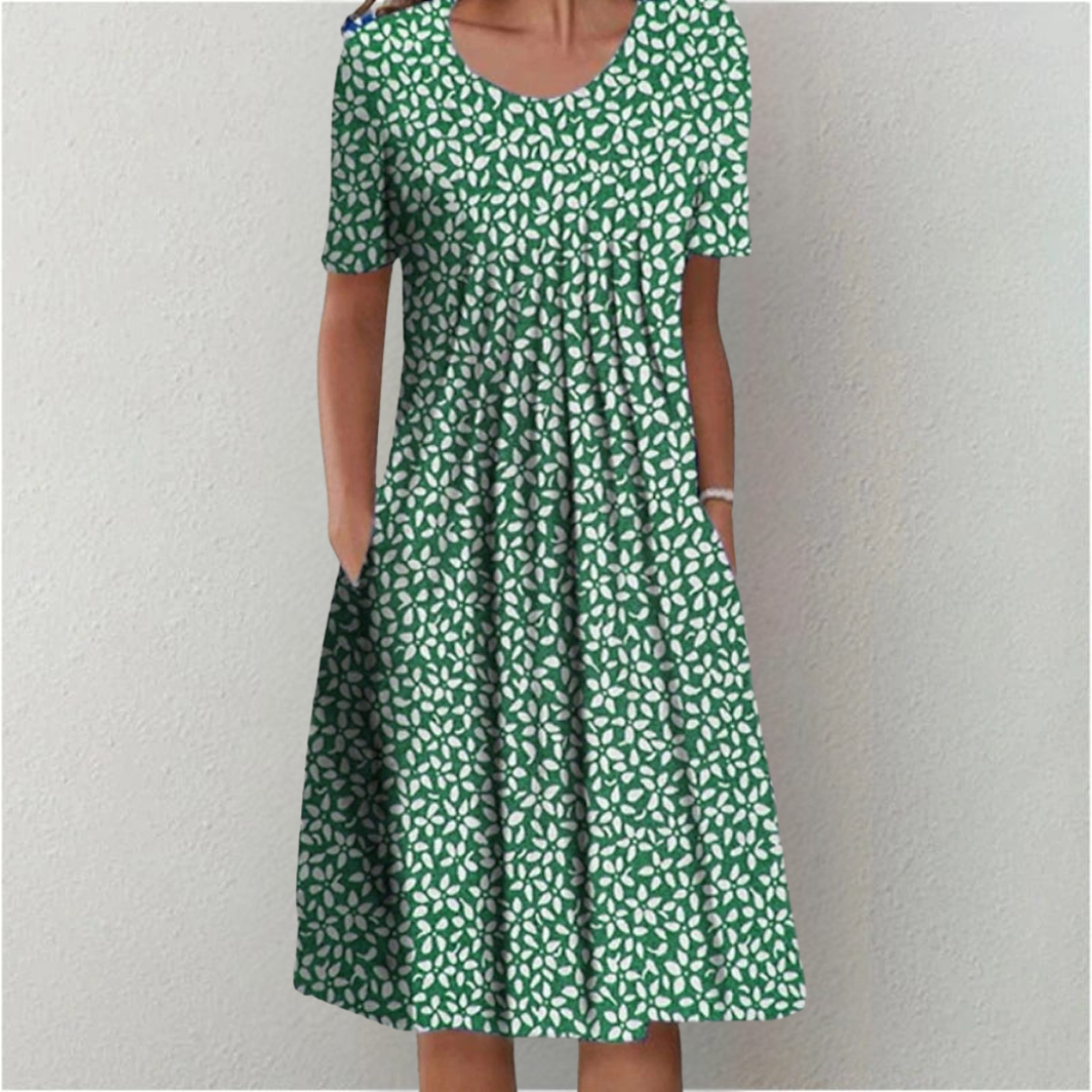 ENSLEY | ELEGANT FLORAL TUMMY-COVERAGE MIDI DRESS