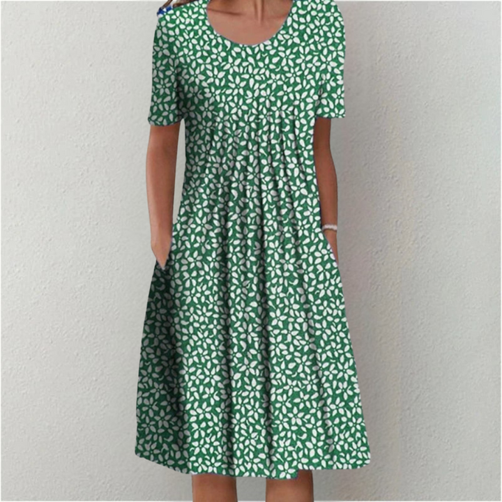 ENSLEY | ELEGANT FLORAL TUMMY-COVERAGE MIDI DRESS