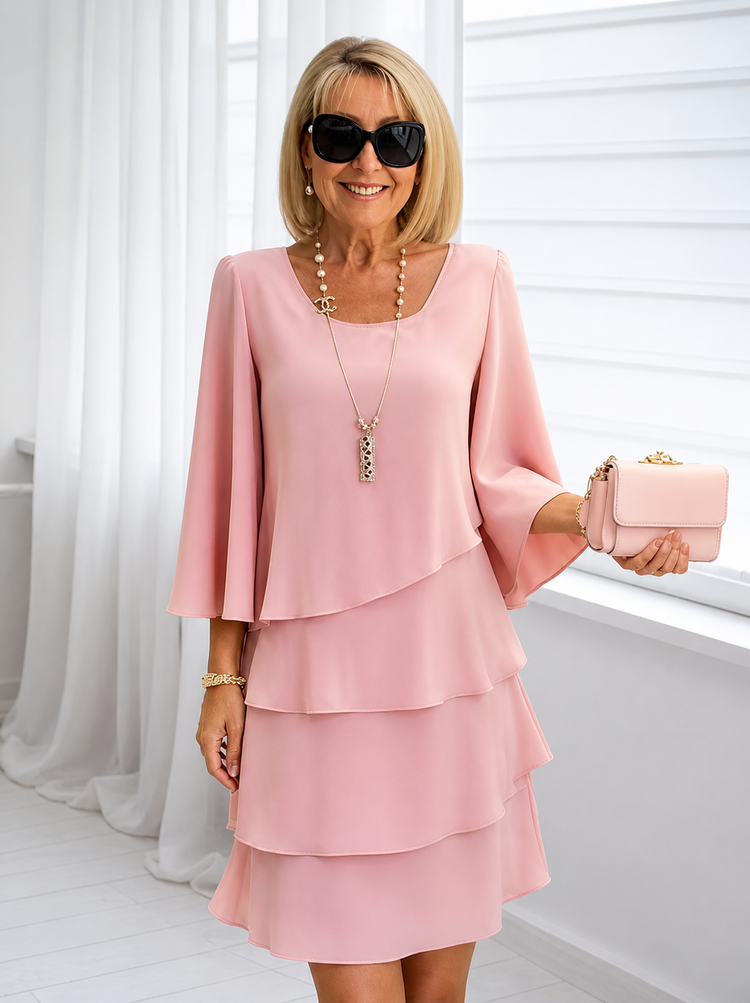 Catherine | Elegant Tummy-Covering Ruffle Dress