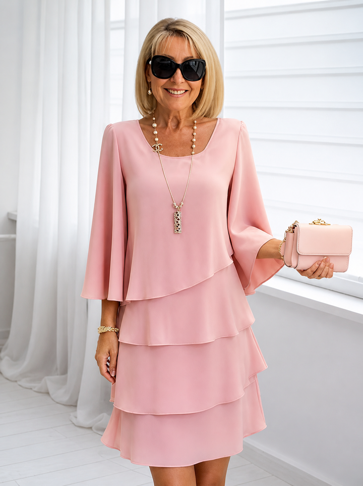 Catherine | Elegant Tummy-Covering Ruffle Dress