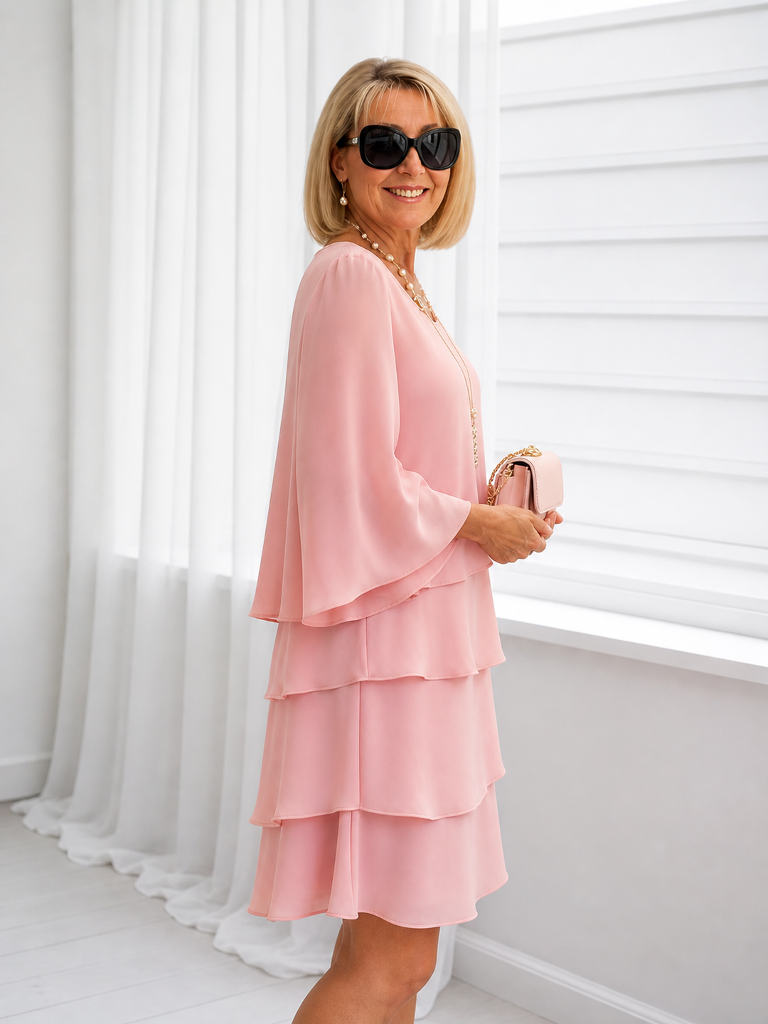 Catherine | Elegant Tummy-Covering Ruffle Dress