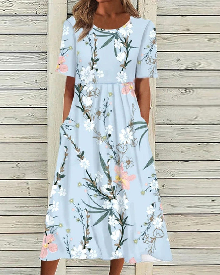 PIA | ELEGANT PRINTED TUMMY-COVERAGE DRESS