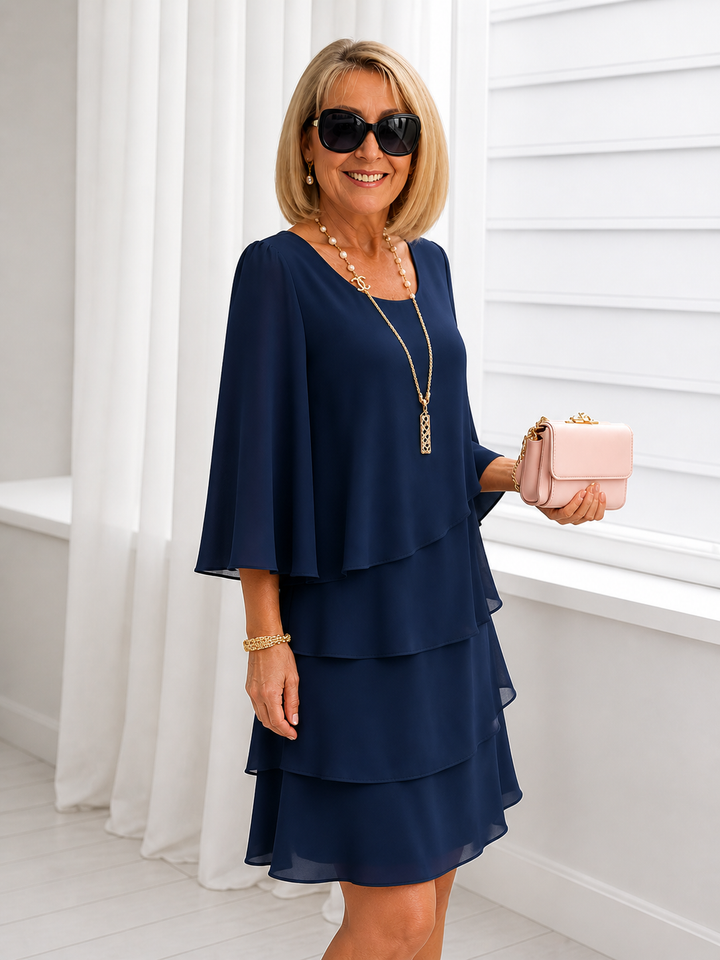 Catherine | Elegant Tummy-Covering Ruffle Dress