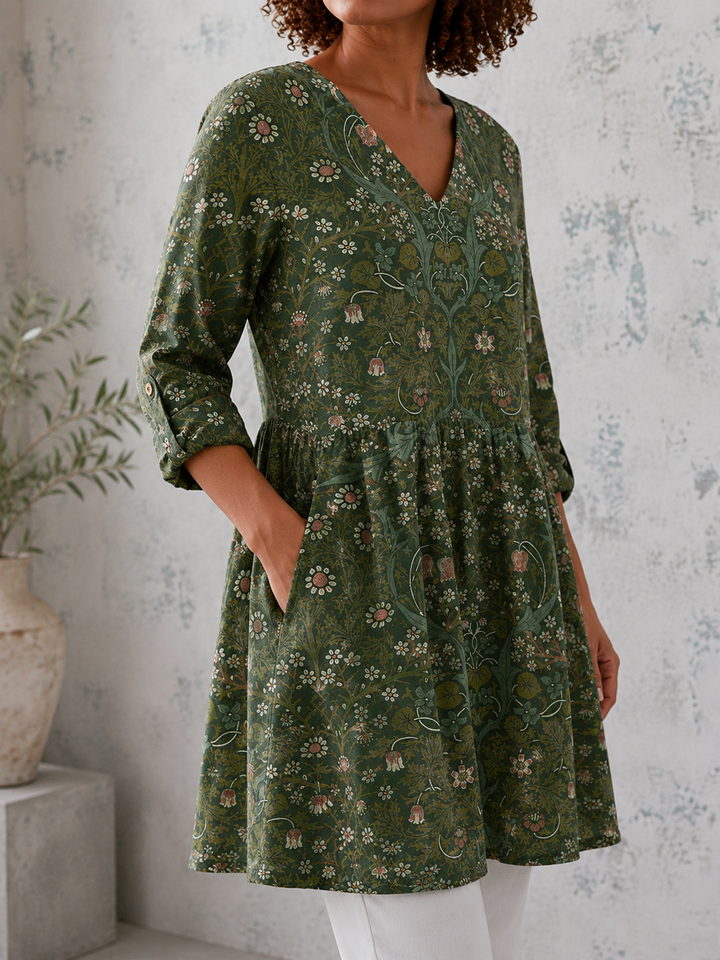 Sophia | Vintage Floral V-Neck Shirt