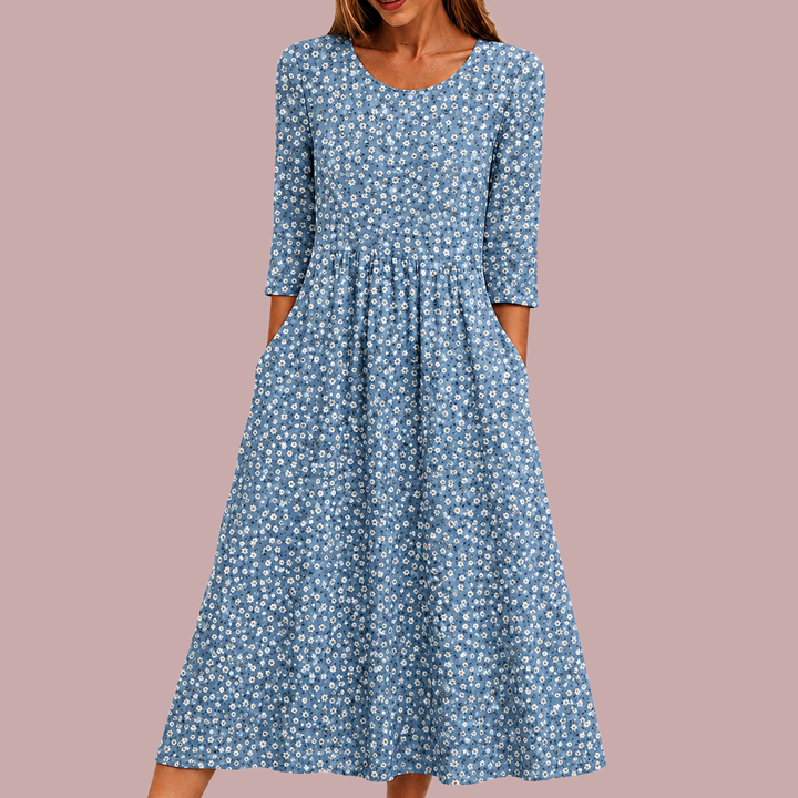 Blue Meadow Easy-Wear Floral Midi Dress