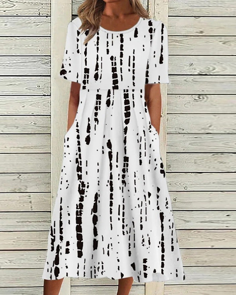PIA | ELEGANT PRINTED TUMMY-COVERAGE DRESS