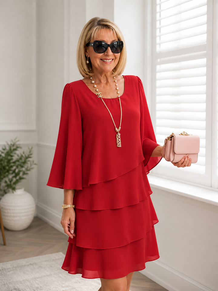 Catherine | Elegant Tummy-Covering Ruffle Dress