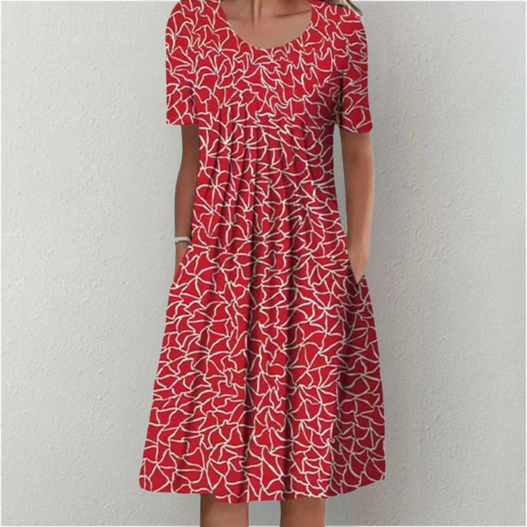 ENSLEY | ELEGANT FLORAL TUMMY-COVERAGE MIDI DRESS