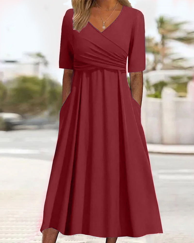 YENNA | ELEGANT A-LINE TUMMY-COVERAGE MIDI DRESS