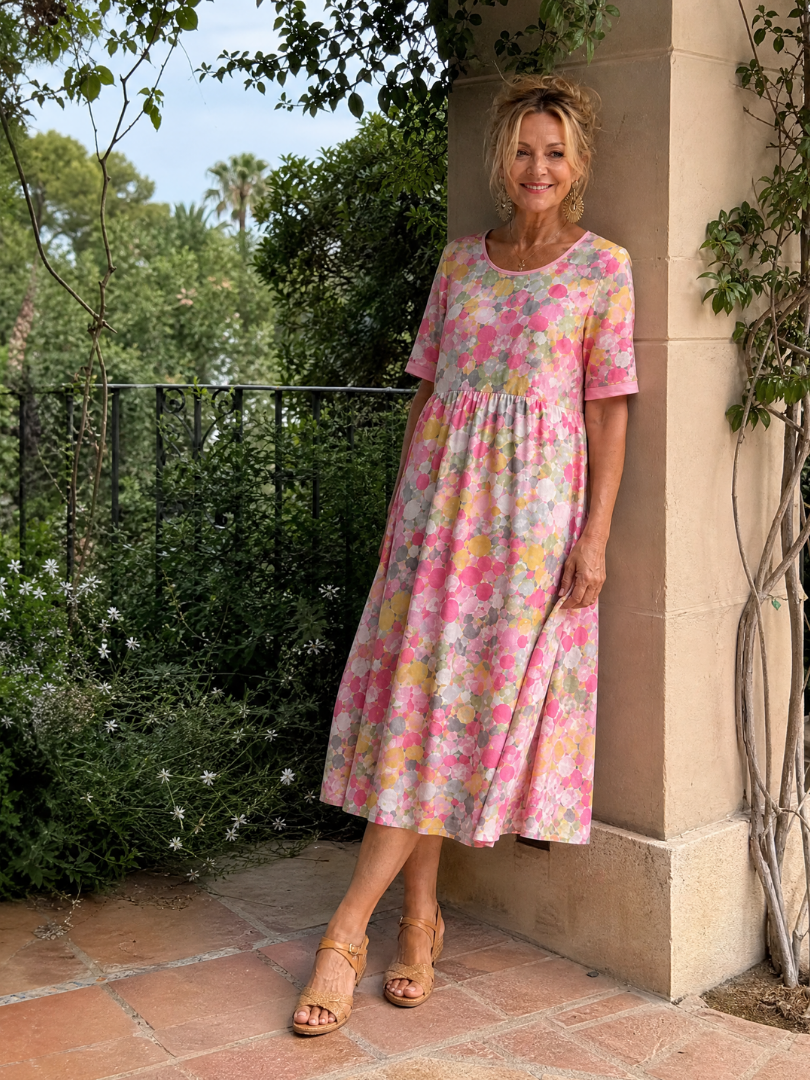 Ysoria | Printed Half Sleeve Midi Dress