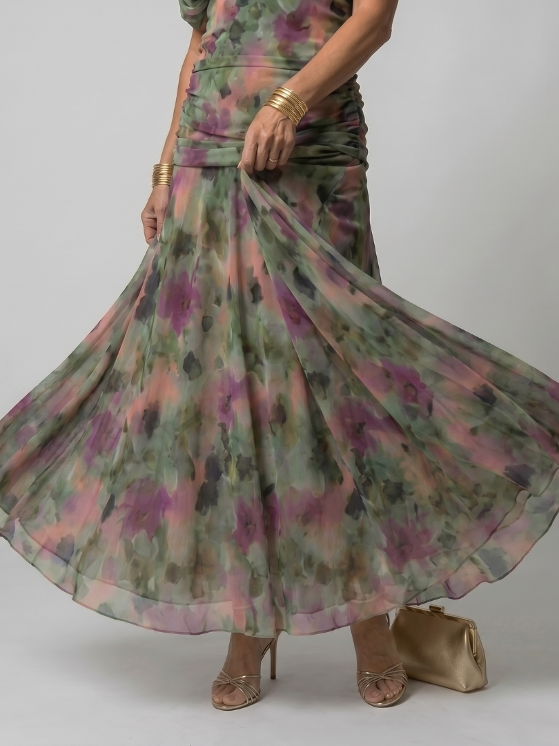 Nora | Off Shoulder Flow Midi Dress