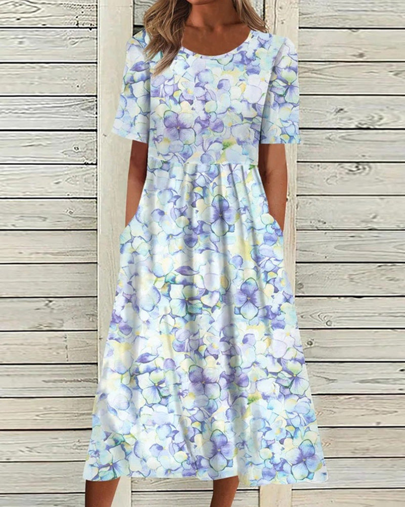 PIA | ELEGANT PRINTED TUMMY-COVERAGE DRESS