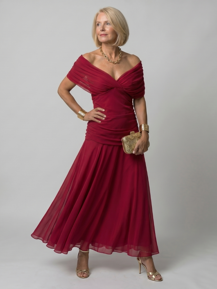 Nora | Off Shoulder Flow Midi Dress