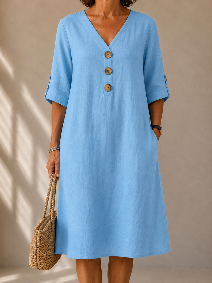 Marie Button-Down Dress with Adjustable Sleeves