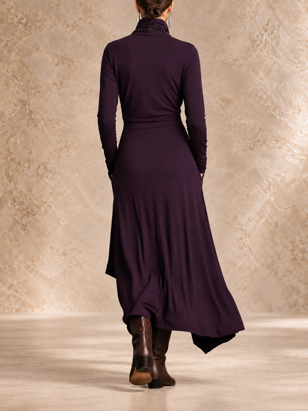 The Liorah – Draped High-Neck Maxi Dress
