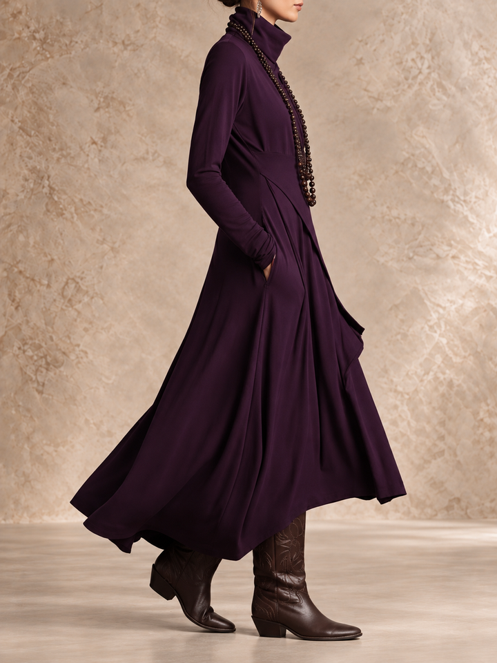 The Liorah – Draped High-Neck Maxi Dress