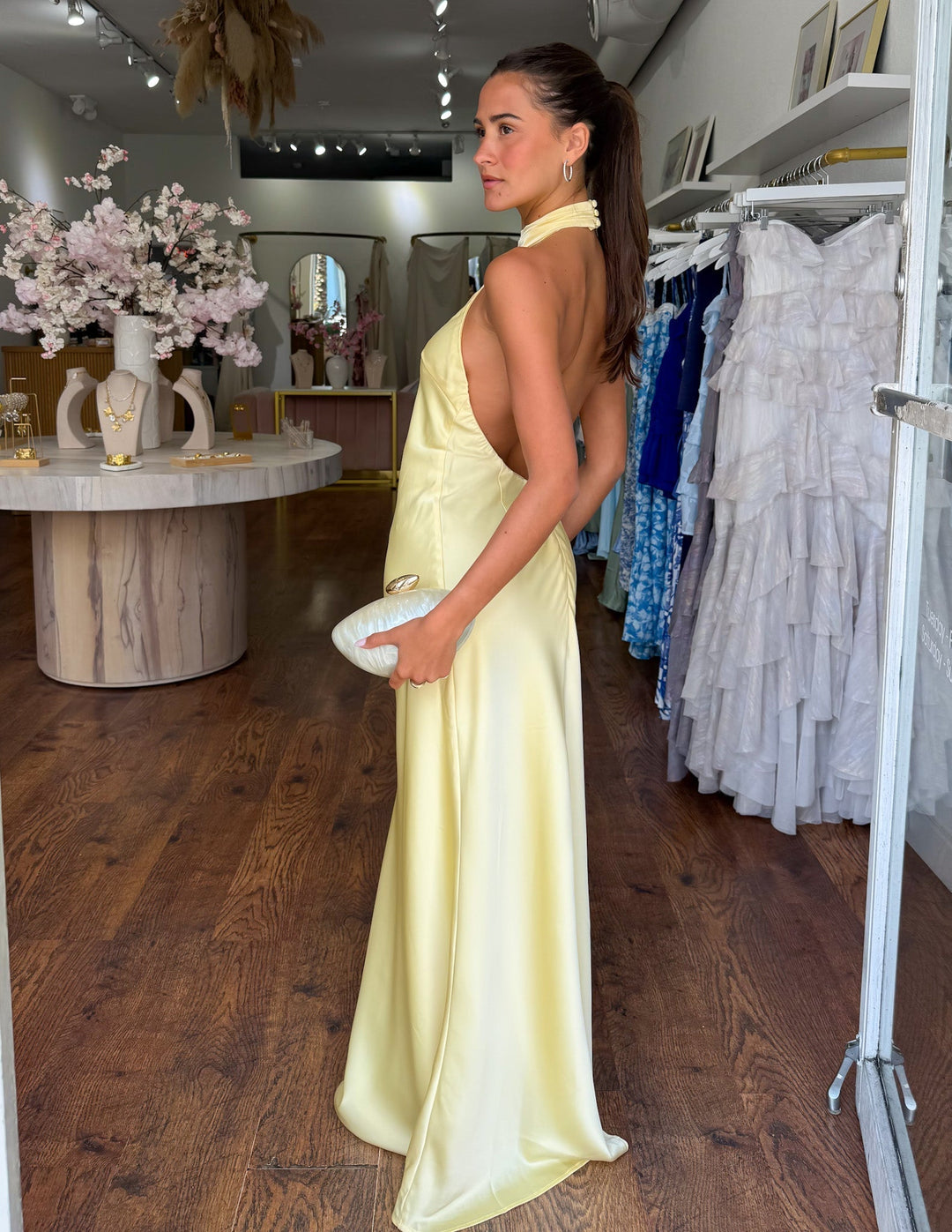ZEYNEP | Elegant Satin Halter Neck Maxi Dress
