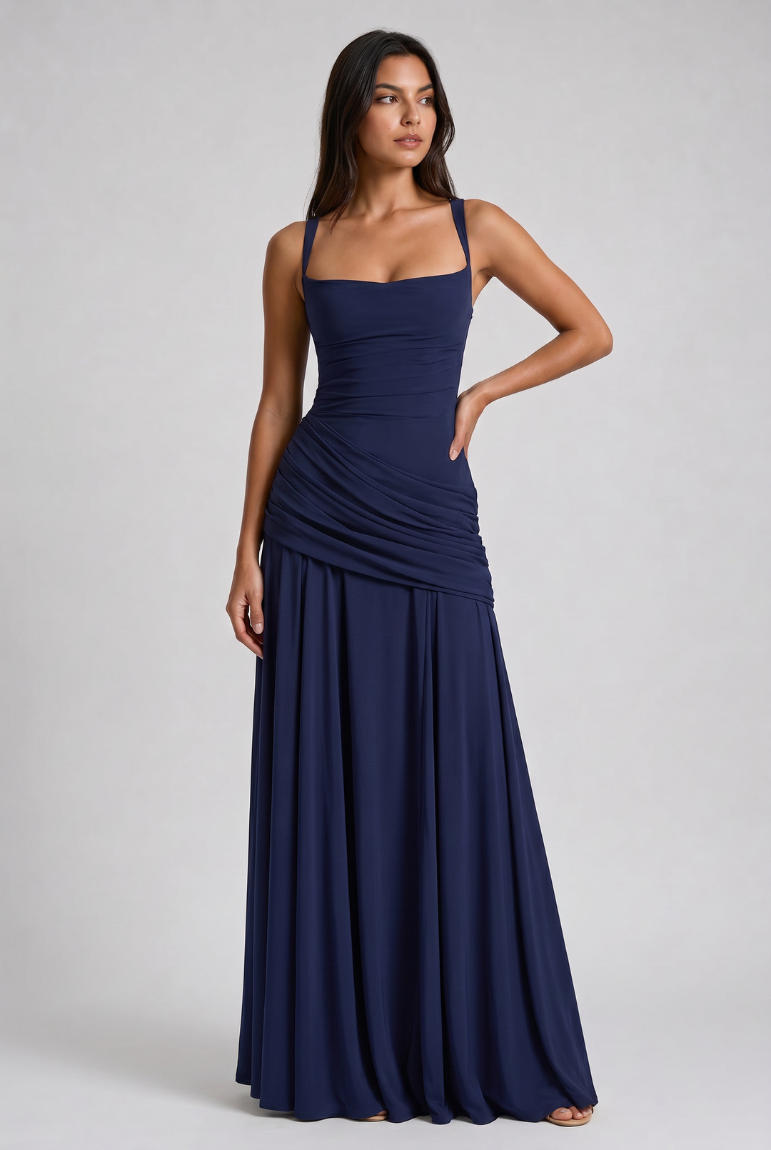 Luna - Draped Skirt Formal Dress
