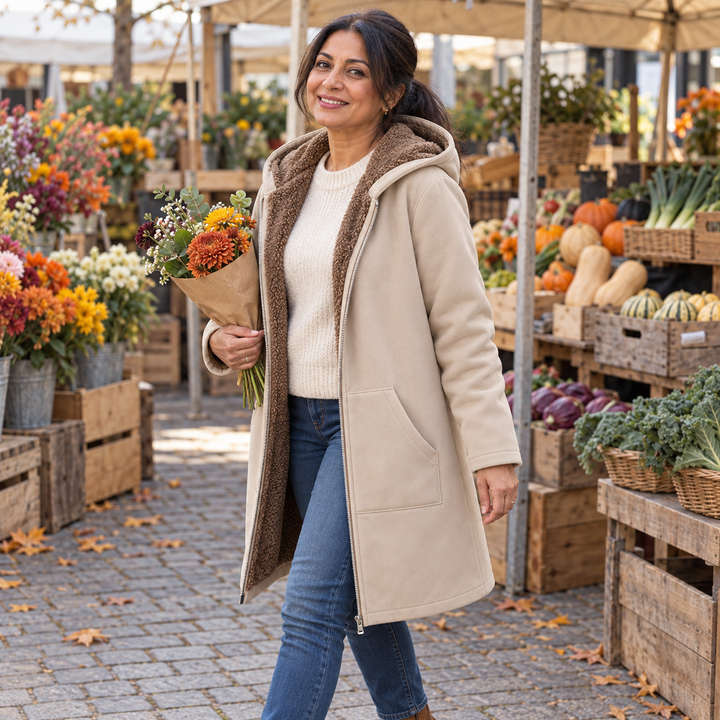 The Evelyn – Sherpa-Lined Hooded Coat