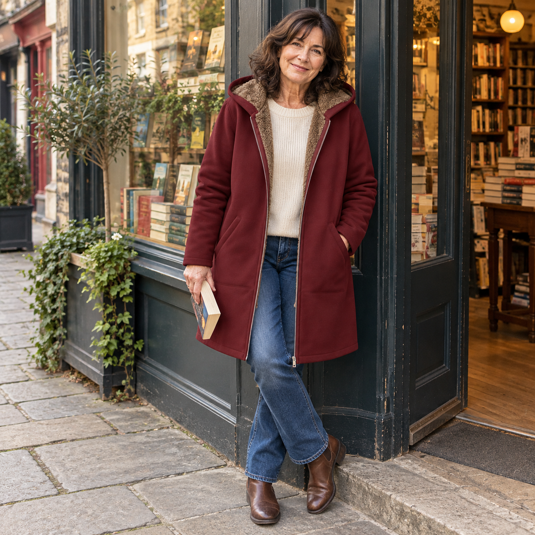 The Evelyn – Sherpa-Lined Hooded Coat