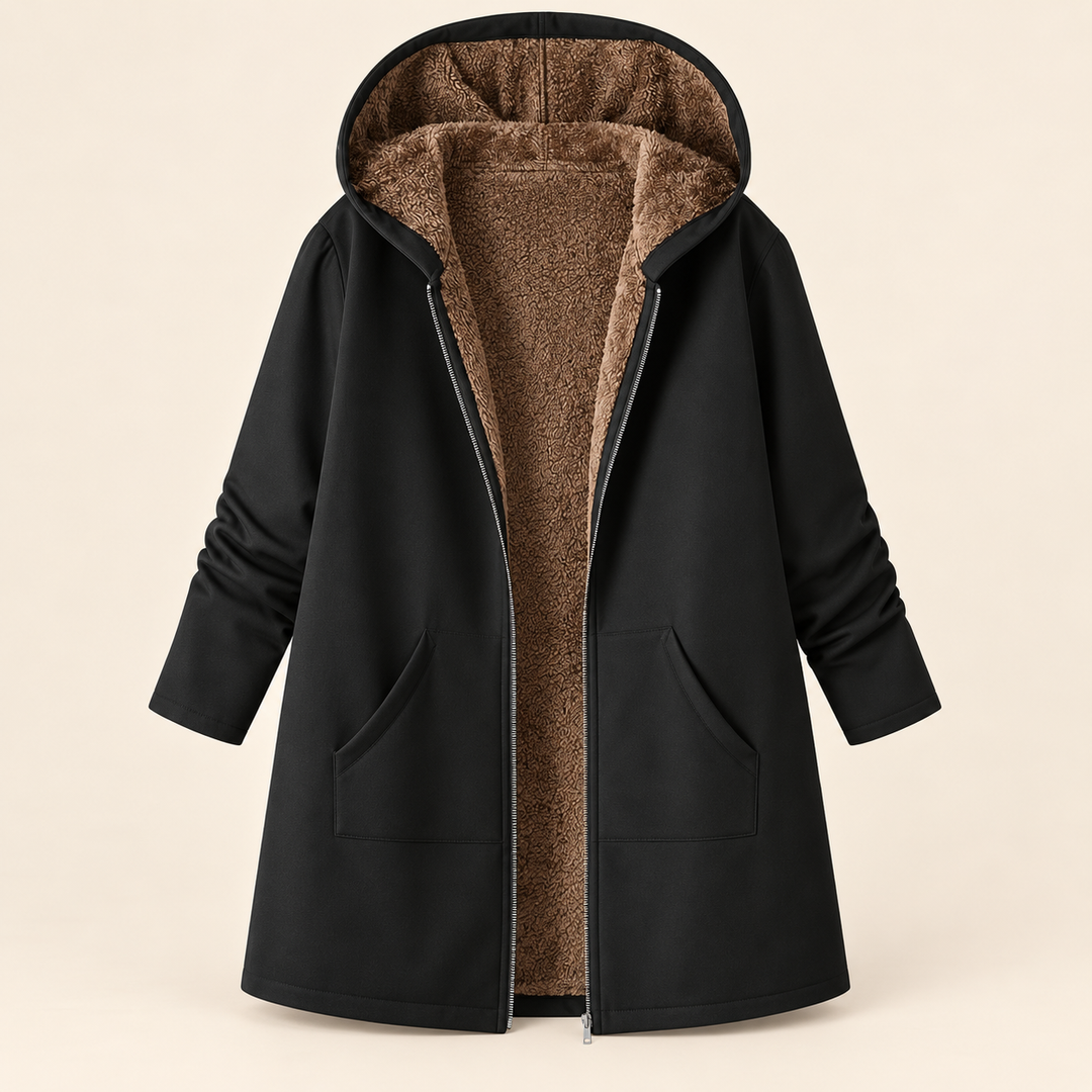 The Evelyn – Sherpa-Lined Hooded Coat