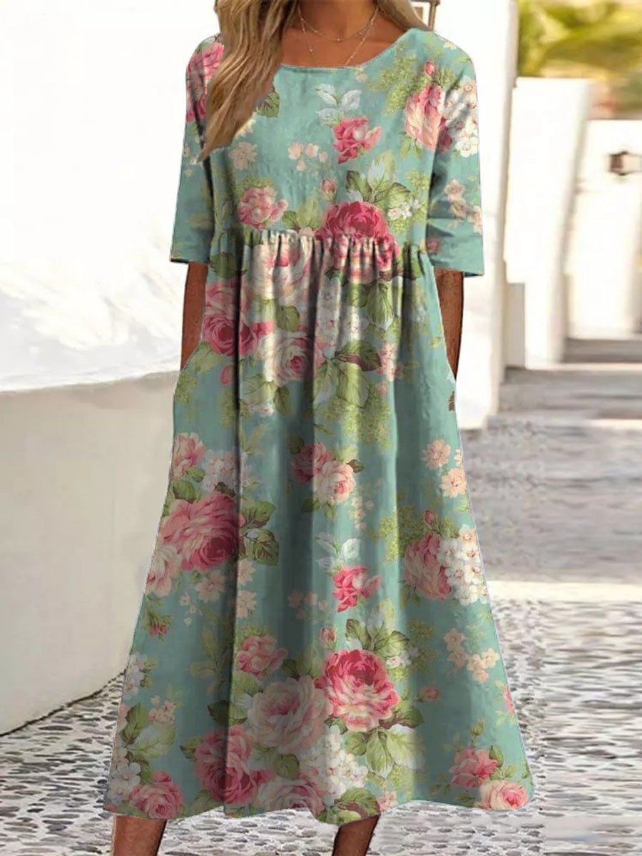COURTNEY | ELEGANT EMBROIDERED TUMMY-COVERAGE MIDI DRESS
