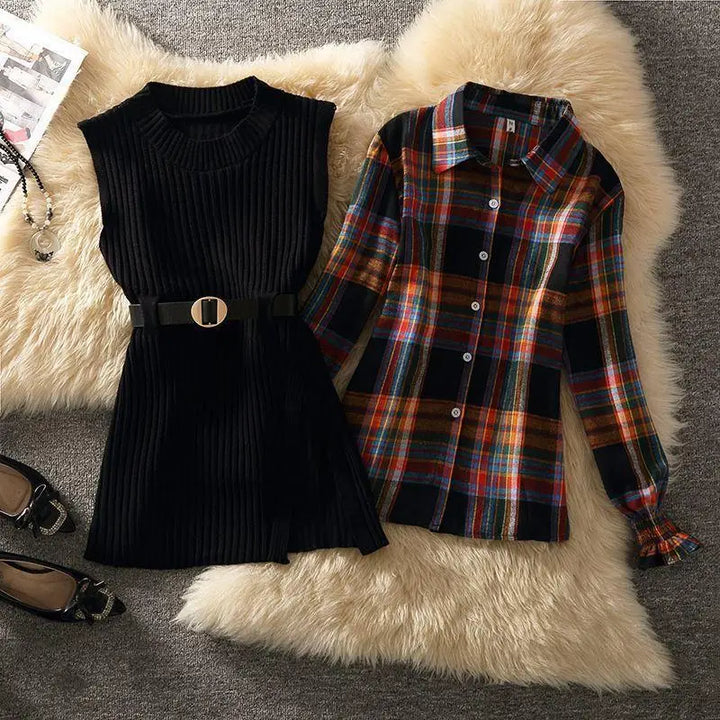 Ameline London | Plaid & Pleat 2 Piece Set