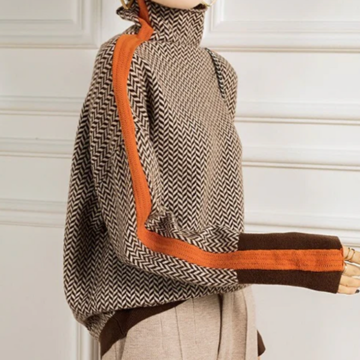 Eleanor - Herringbone Luxe Turtleneck