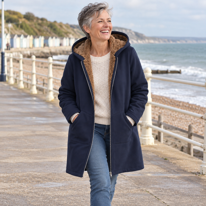 The Evelyn – Sherpa-Lined Hooded Coat