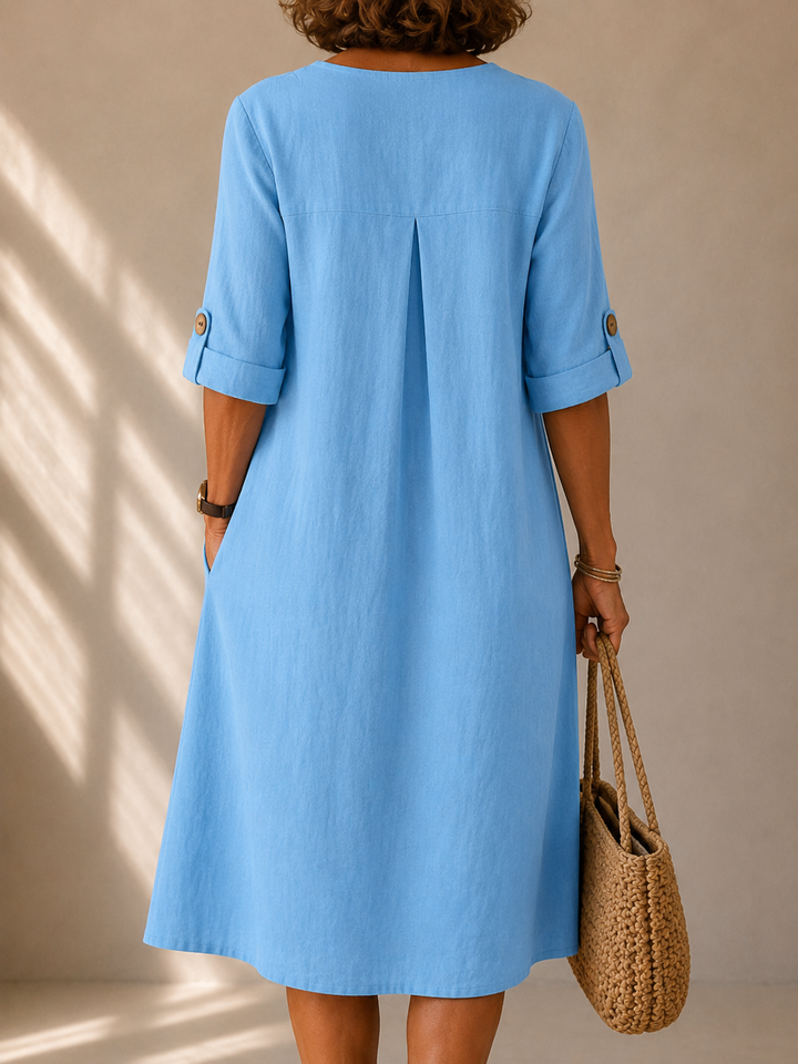 Marie Button-Down Dress with Adjustable Sleeves