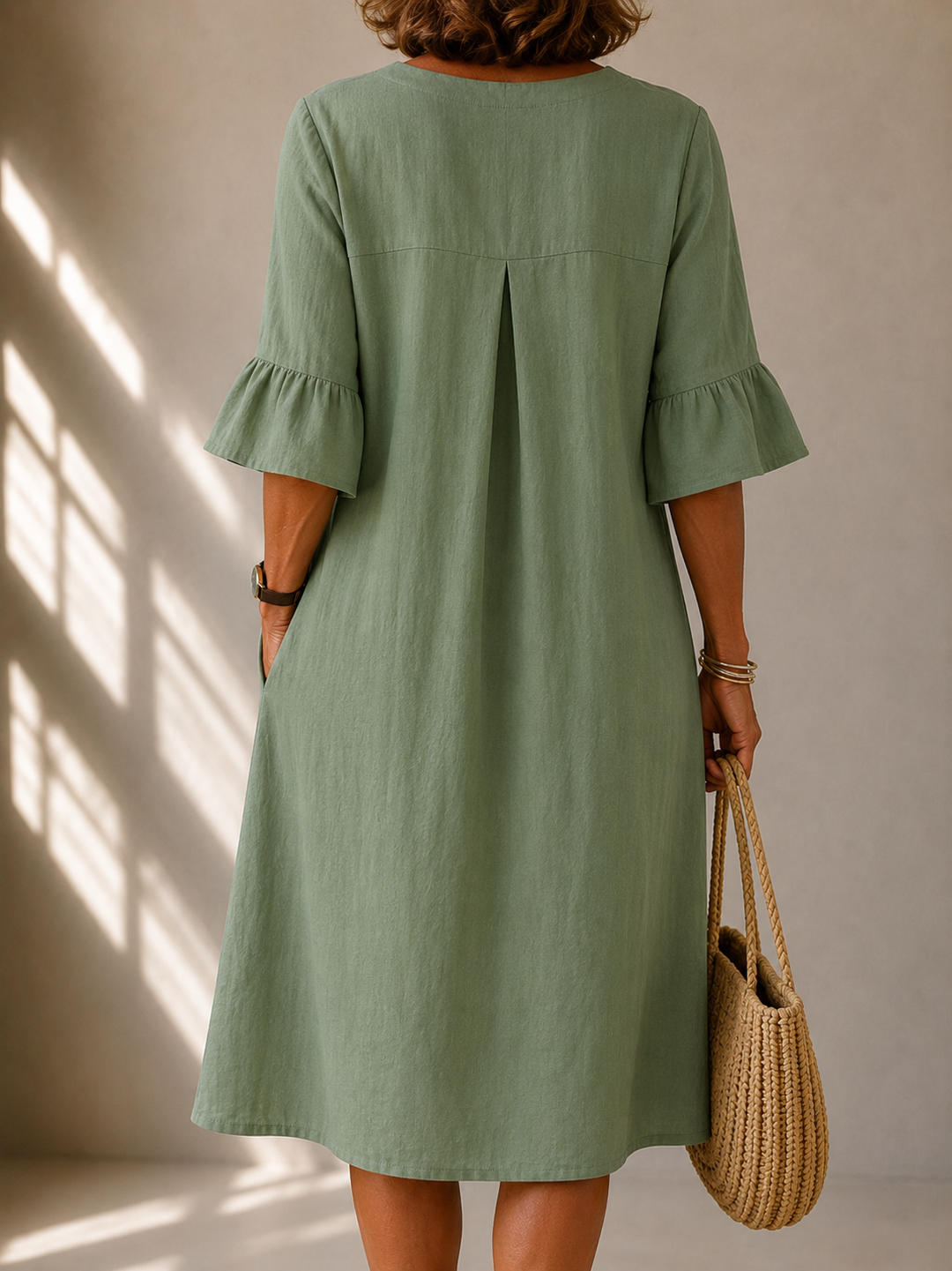 Véronique Button-Down Dress with Flared Sleeves