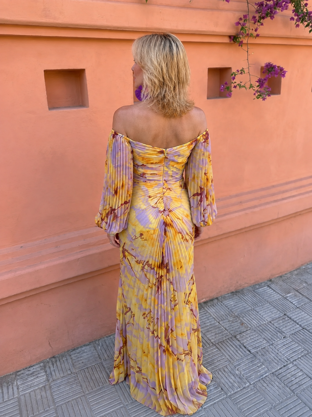 Greta™ – Long Floral Dress with a Deep Neckline
