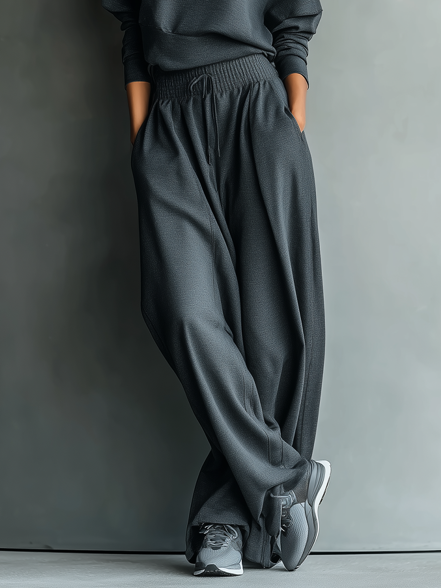 Knitted wide-leg trouser ensemble