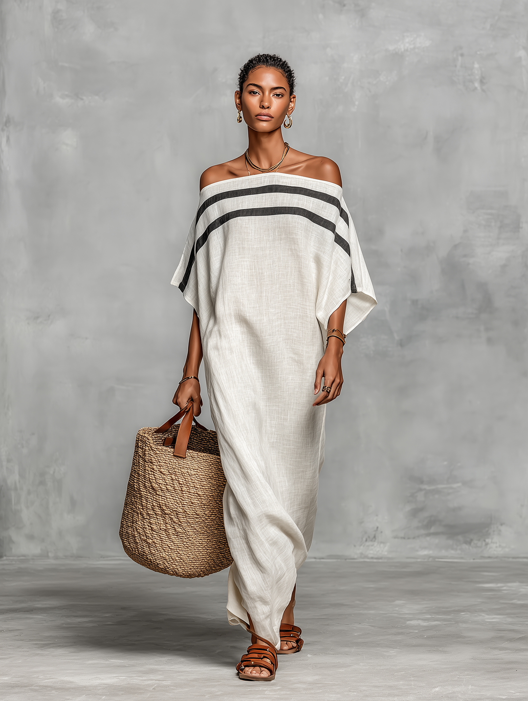 Minimalist linen maxi dress