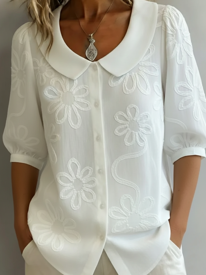 Aurélie™ — Lightweight Floral Blouse, Natural Elegance