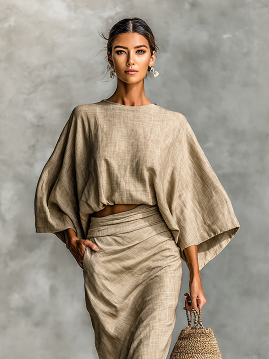Cotton linen skirt set