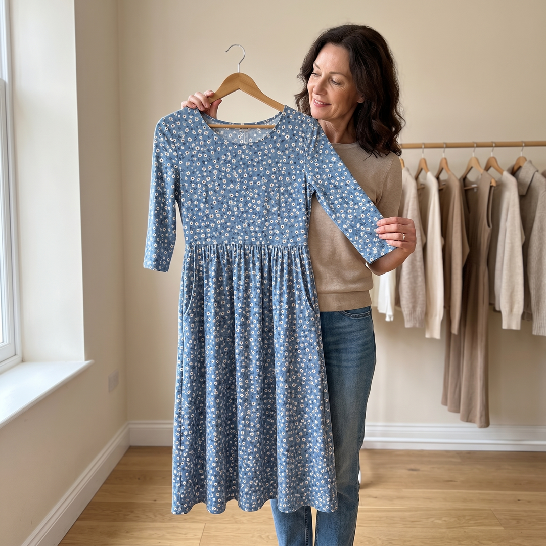 Blue Meadow Easy-Wear Floral Midi Dress