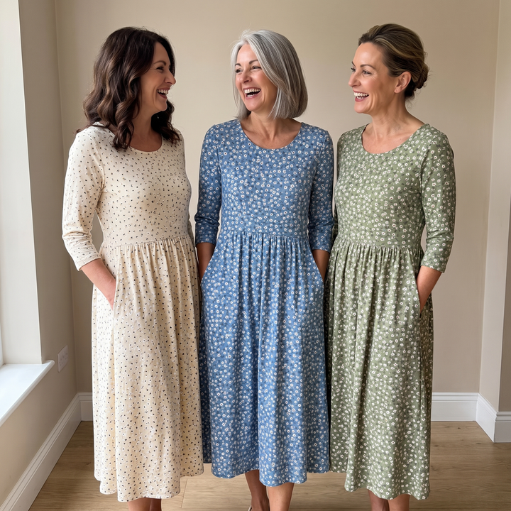 Blue Meadow Easy-Wear Floral Midi Dress
