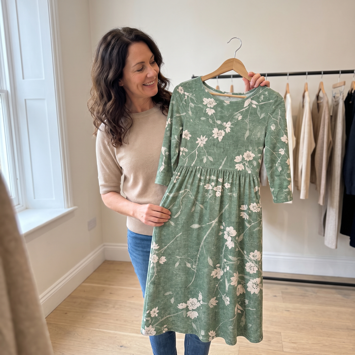 Evergreen Bloom Relaxed Pocket Midi Dress