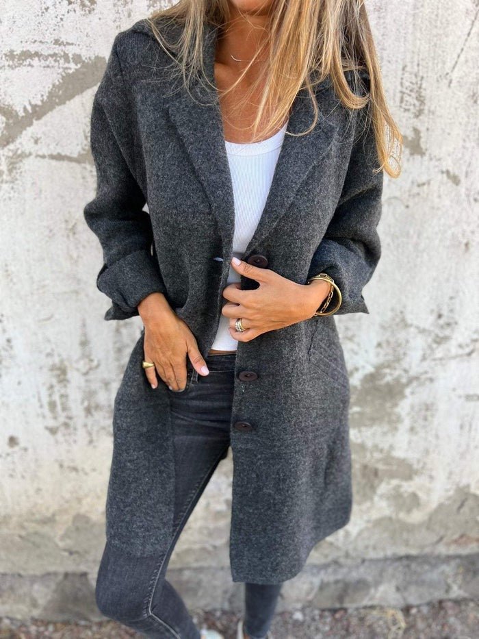TESSA | LAPEL COLLAR BUTTON-FRONT COAT