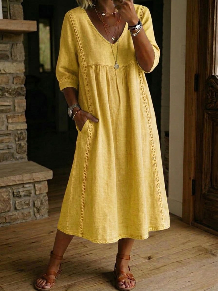 Aurélia | Relaxed Lace-Trim Midi Dress