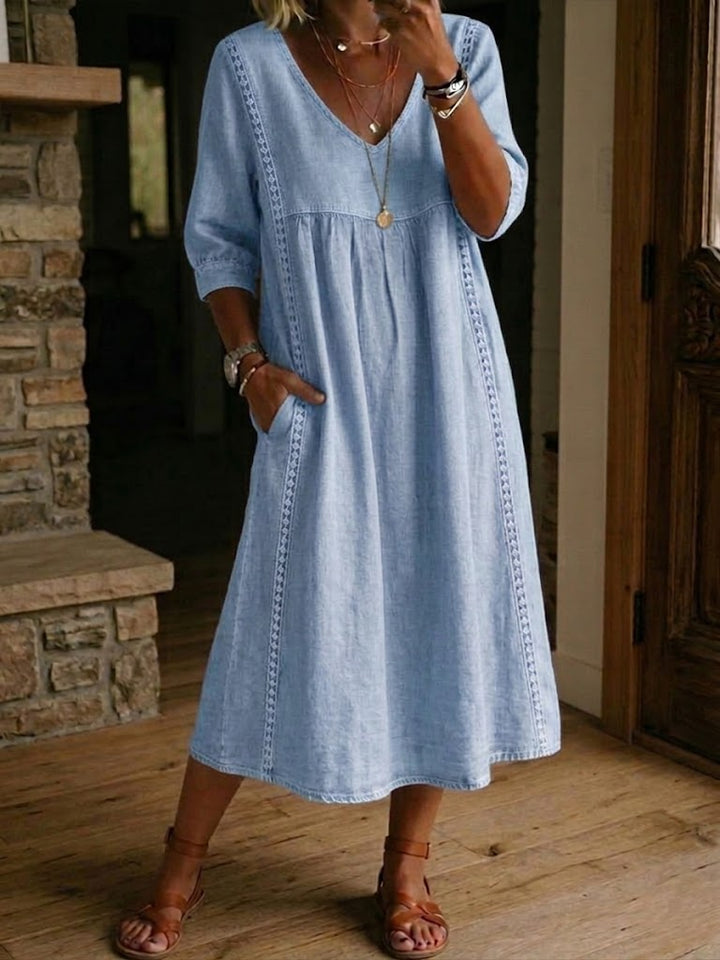 Aurélia | Relaxed Lace-Trim Midi Dress