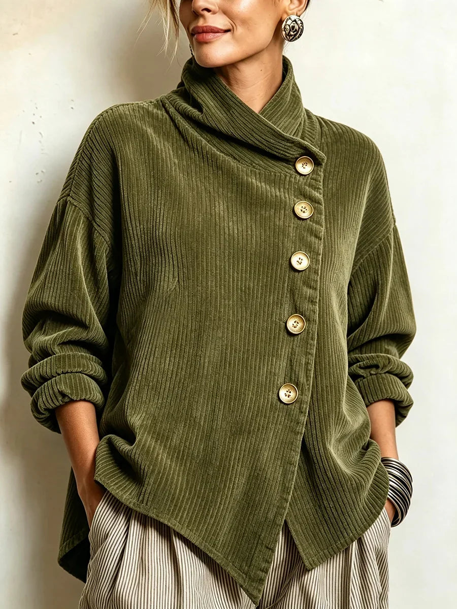 The Olivia – Relaxed Corduroy Button-Front Top