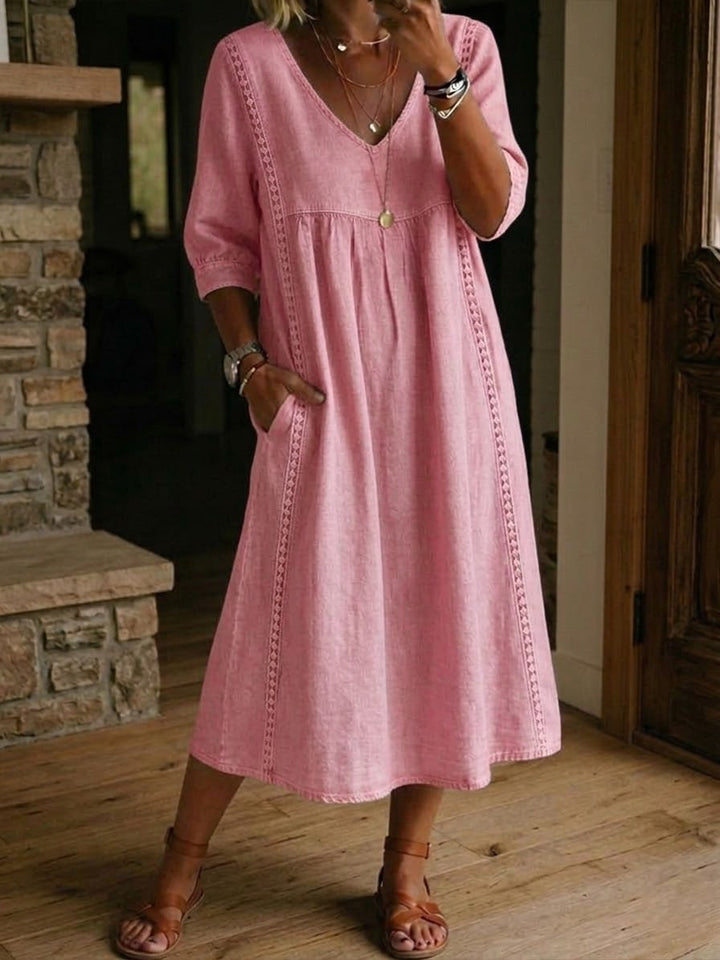 Aurélia | Relaxed Lace-Trim Midi Dress