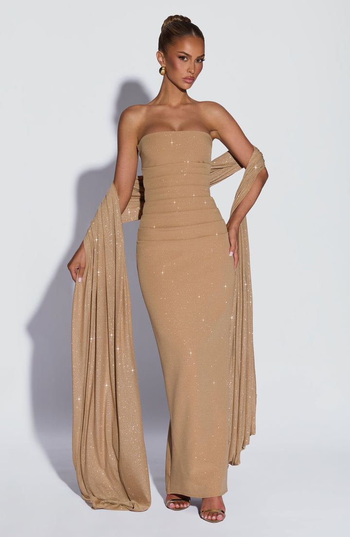 Pandra Maxi Dress - Gold Sparkle