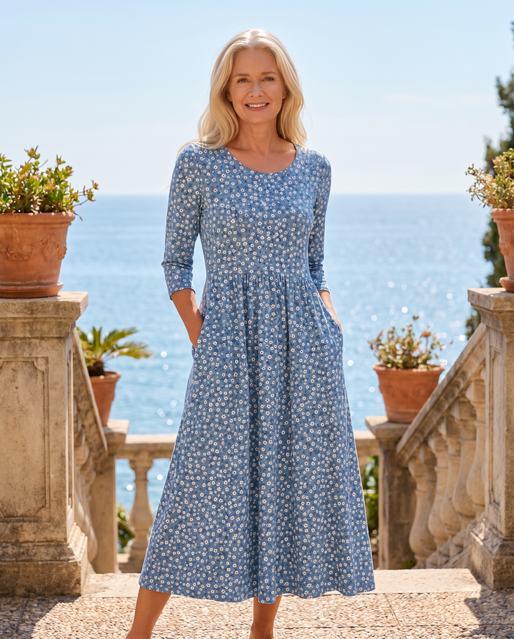 Blue Meadow Relaxed Waist Midi Dress